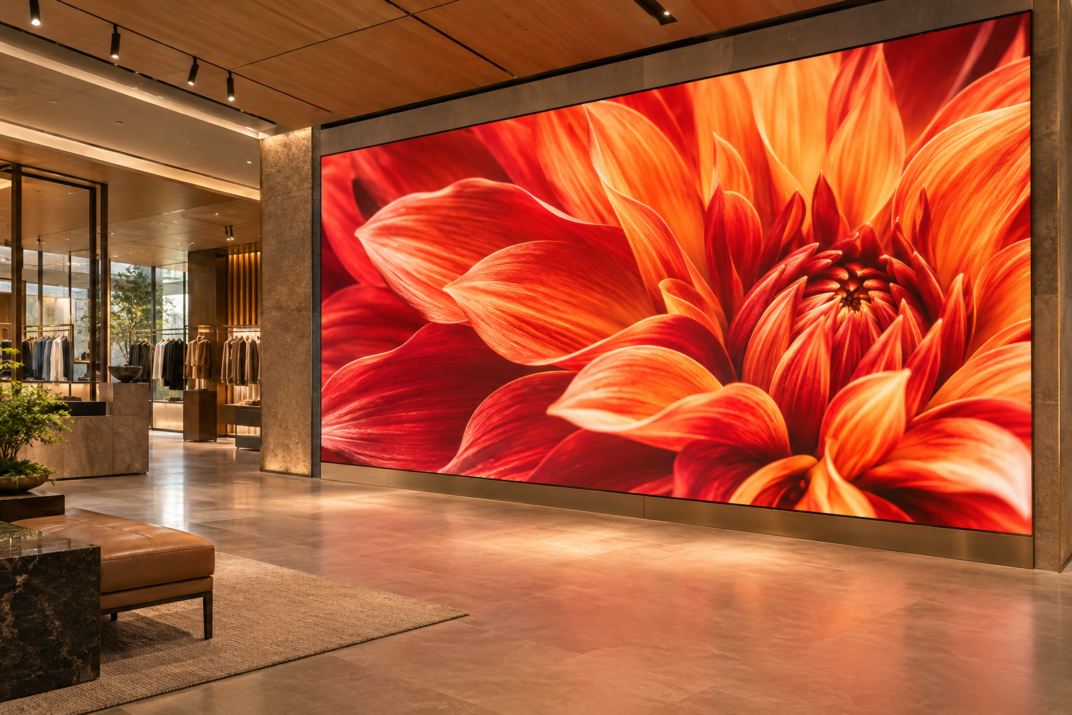 LED video wall in a premium retail interior