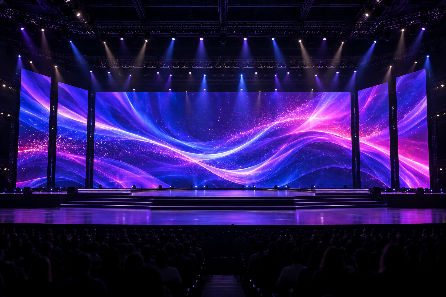 Large LED backdrop on a professional event stage