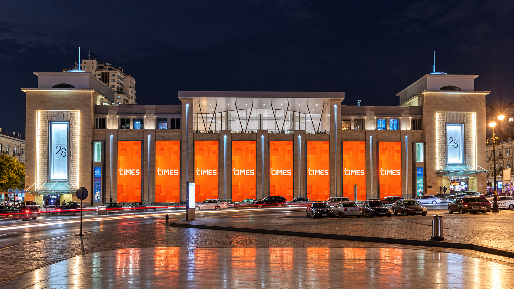 Large LED screen on a modern building