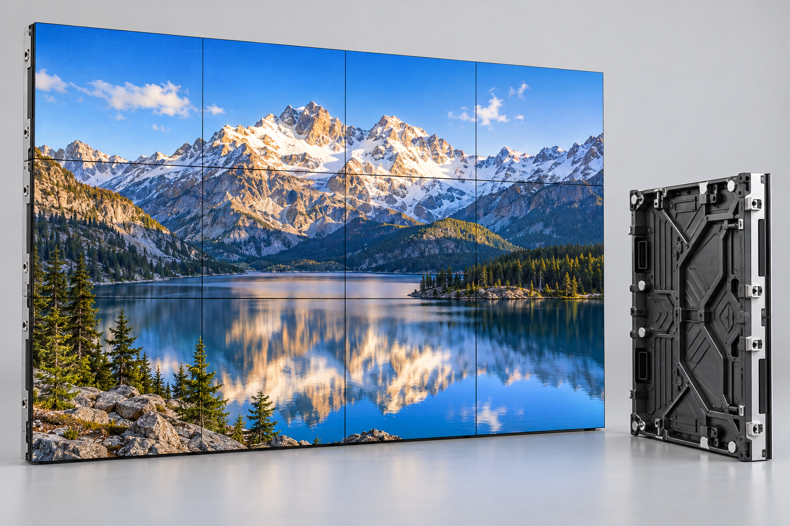 Indoor LED video wall with rear cabinet detail